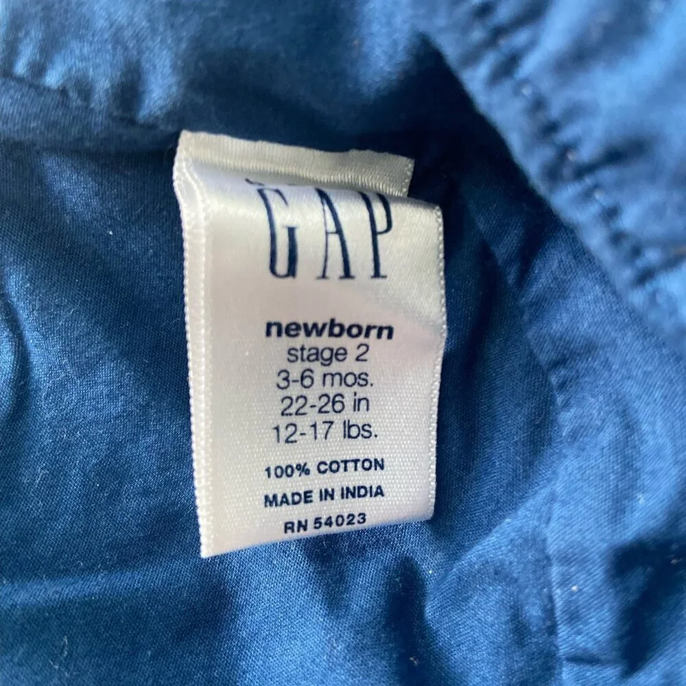 Baby Gap Cotton Bucket Sun Hat with Strap Navy Blue Newborn 3-6 months